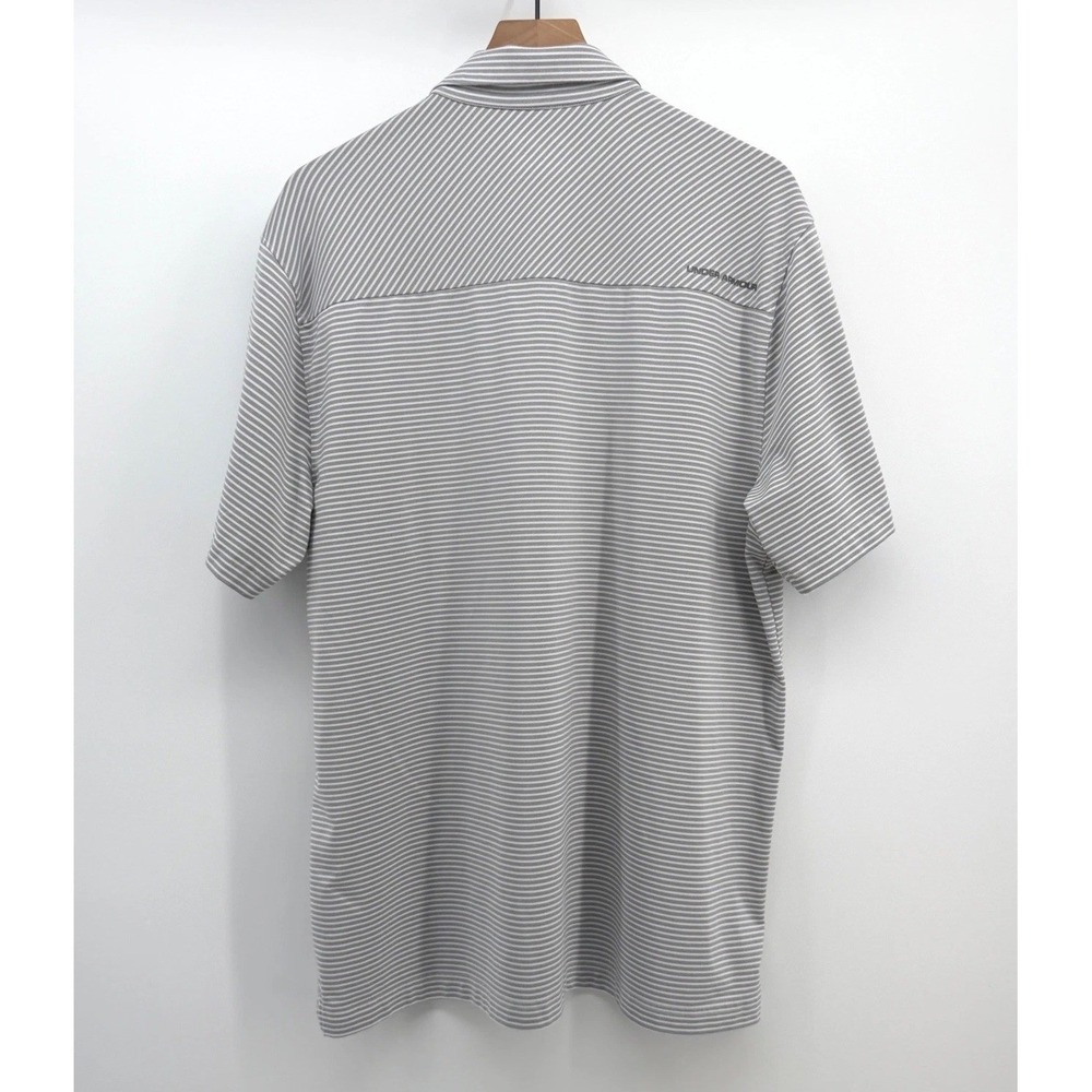 Under Armour Polo Shirt Mens XL Gray Striped HeatGear Loose Fit Golf Activewear - Picture 3 of 8
